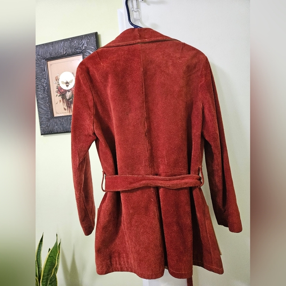 Vintage Suede Mini Trench Coat 1970s - Picture 2 of 10